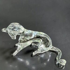 Pilgrim Glass Clear Art Glass Dog Figurine Hand Blown‎ Animal Paperweight 5 inch